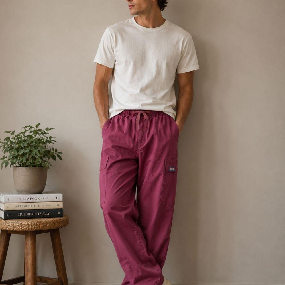 Cherokee workwear burgundy cargo scrub